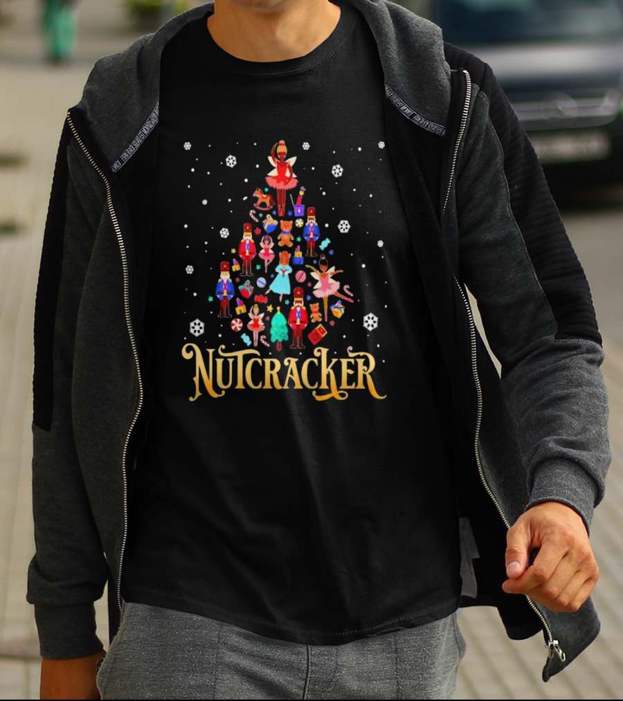 Nutcracker Characters Christmas Tree Ballet Holiday Scene T-Shirt