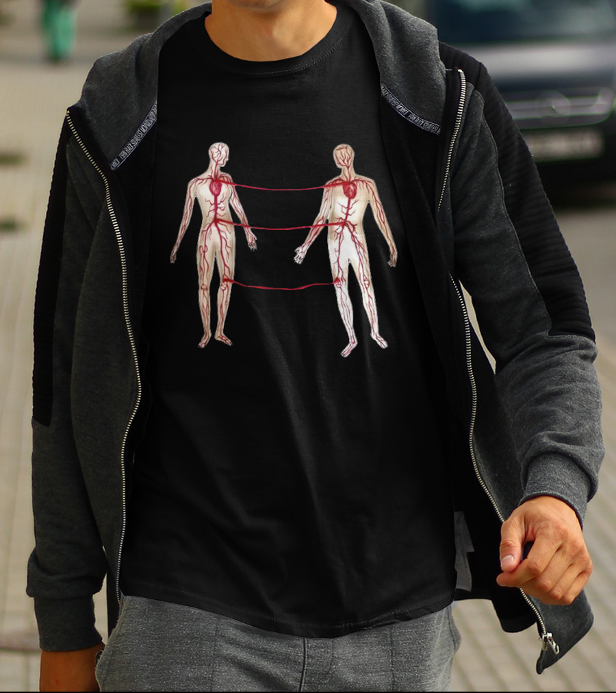 Vascular Diagram Heart Connection Between Two People T-Shirt