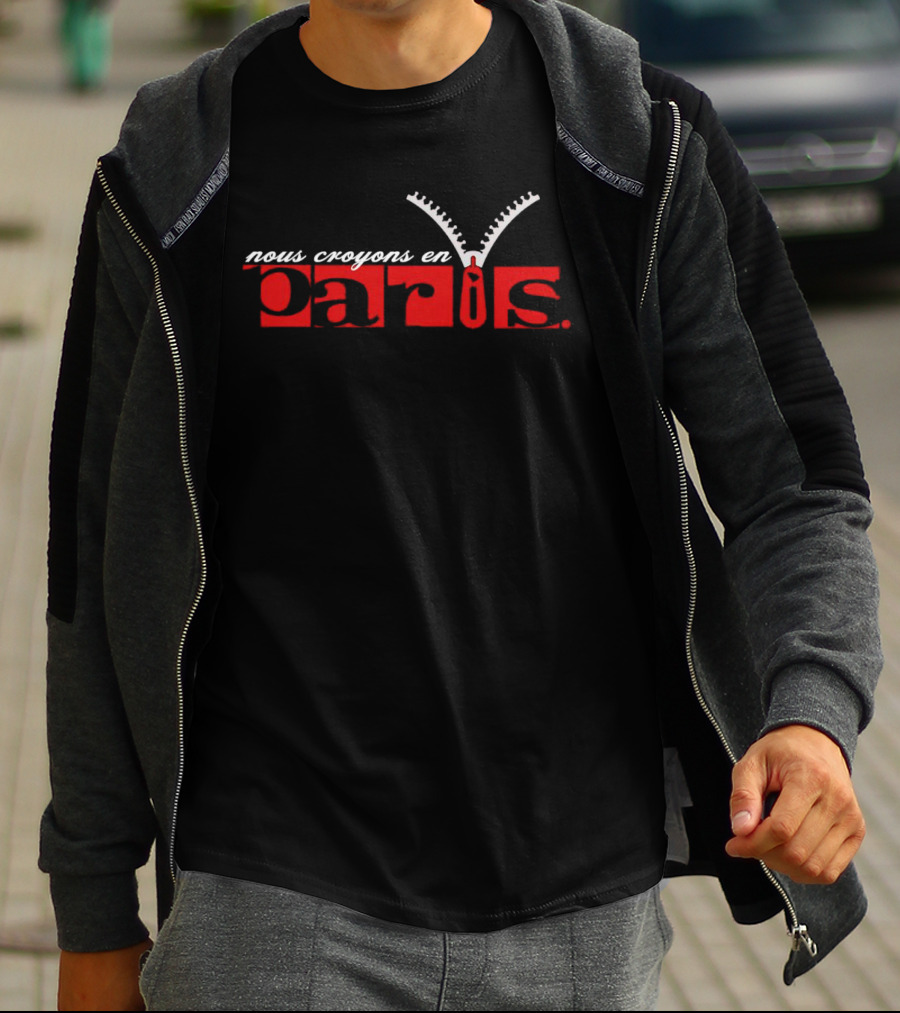 Nous Croyons En Paris Zipper Motif T-Shirt
