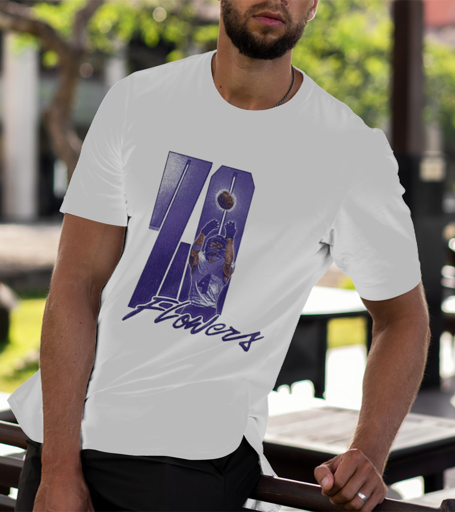 Zay Flowers Baltimore Football Catching Number 4 T-Shirt