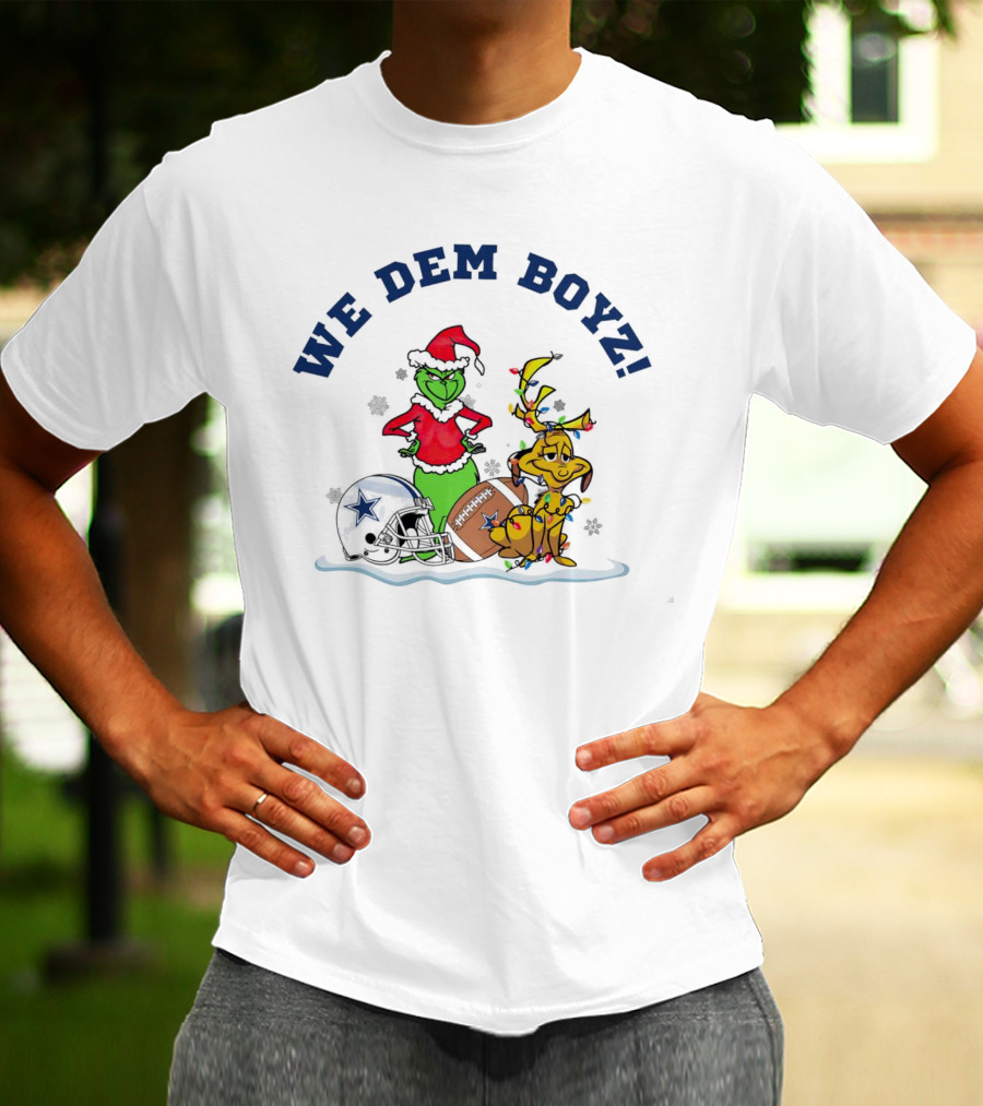We Dem Boyz Grinch And Max Dallas Cowboys Christmas T-Shirt