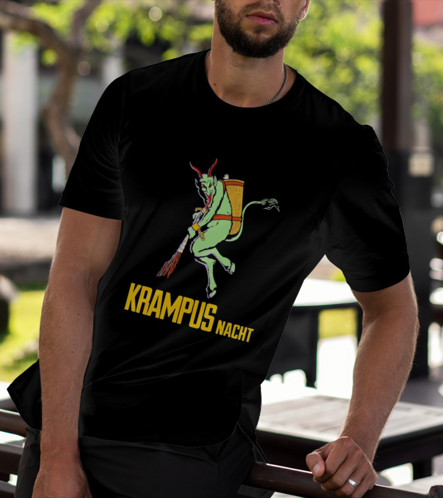 KRAMPUS NACHT Vintage Green Demon With Basket And Birch Bundle T-Shirt