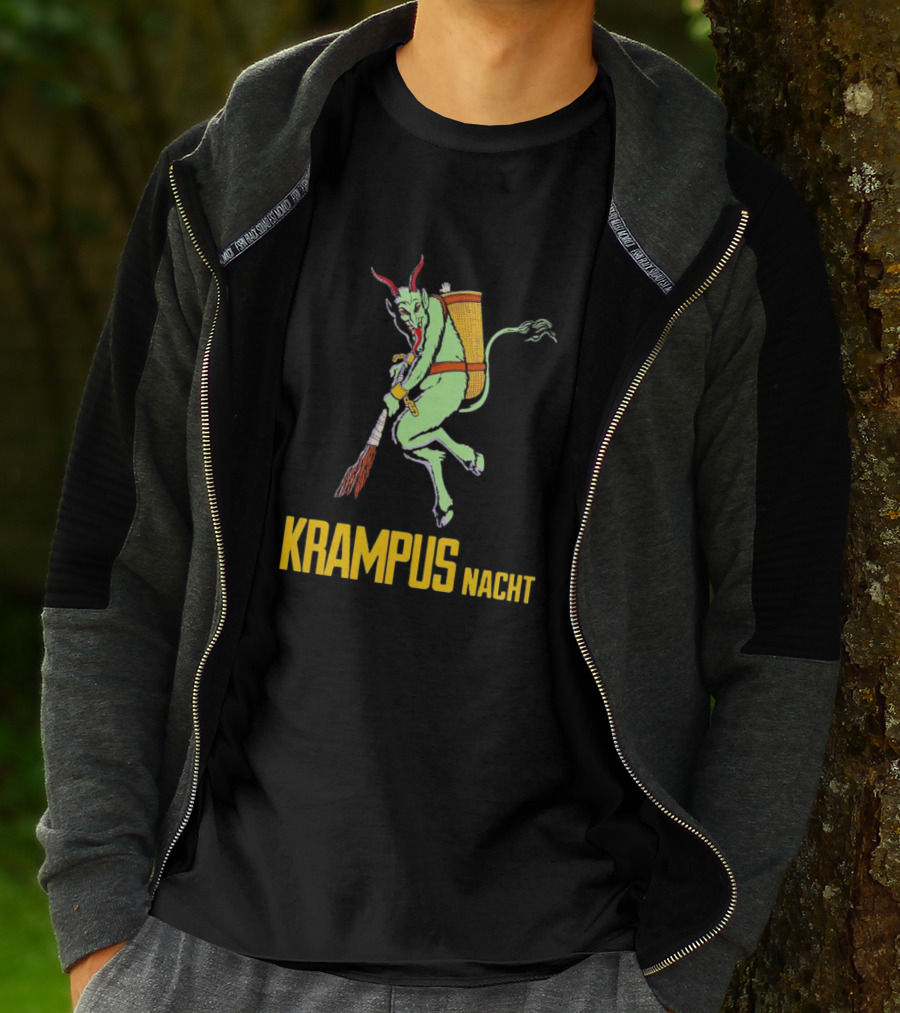 KRAMPUS NACHT Vintage Green Demon With Basket And Birch Bundle T-Shirt