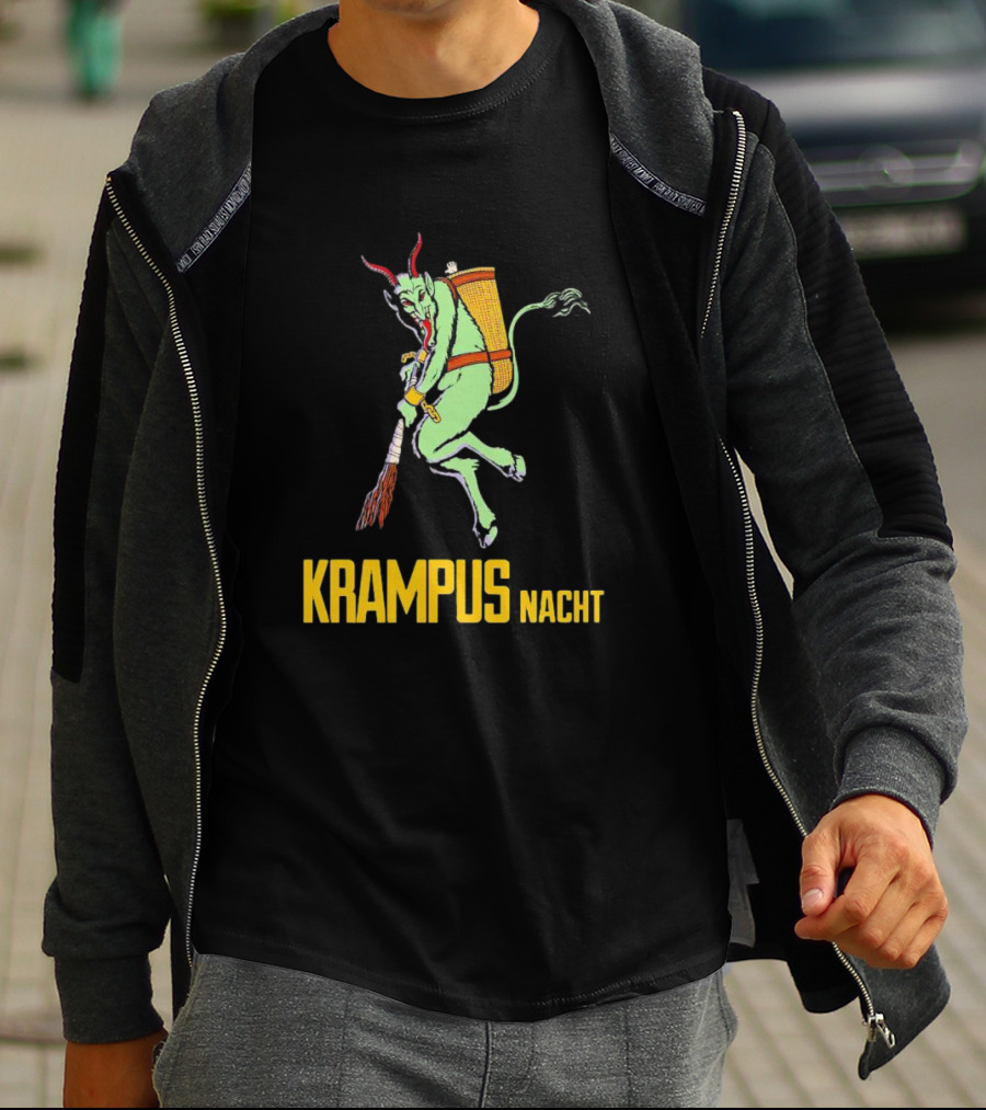 KRAMPUS NACHT Vintage Green Demon With Basket And Birch Bundle T-Shirt