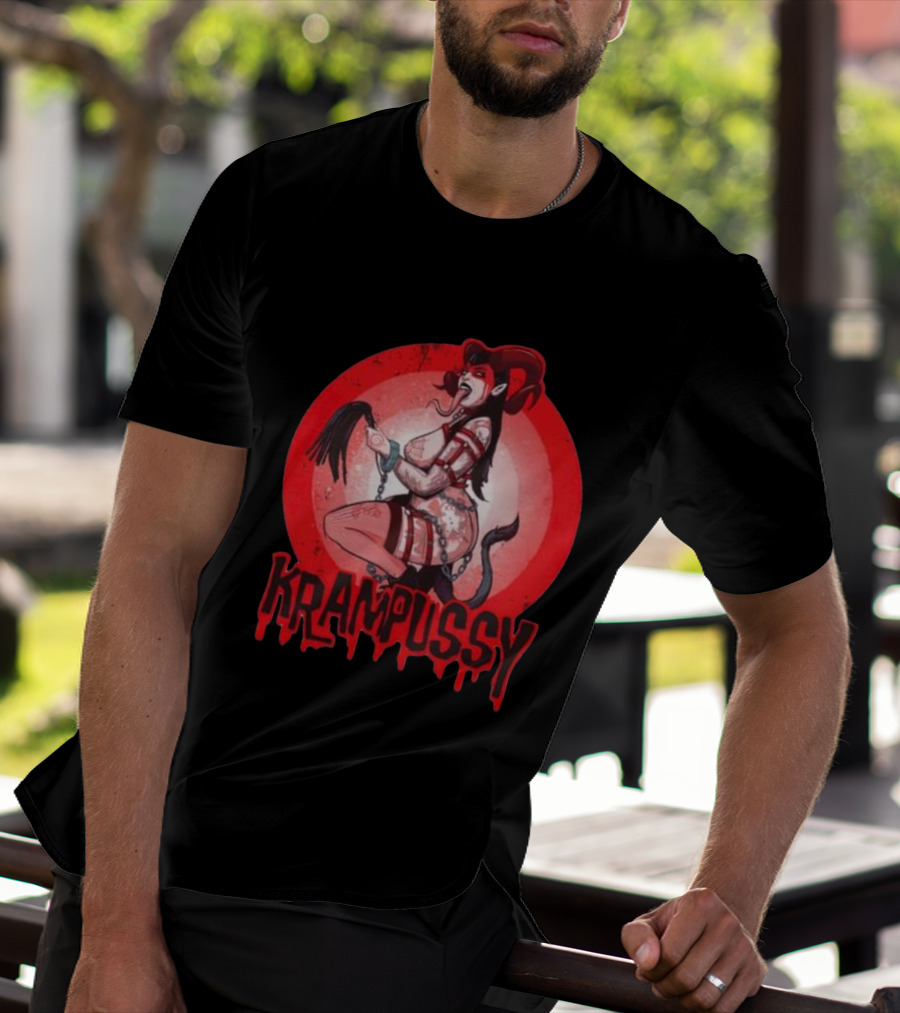 Krampussy Demon Woman With Whip And Chains T-Shirt