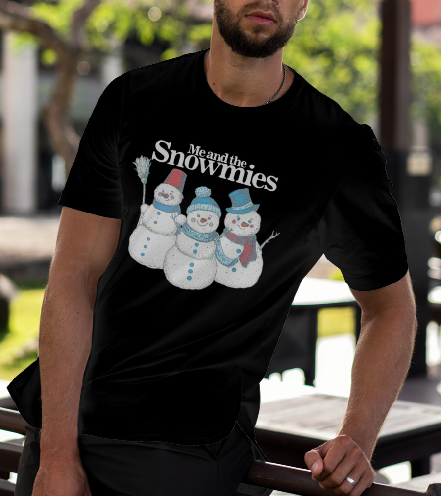 Me And The Snowmies Christmas Trio With Brooms And Hats T-Shirt