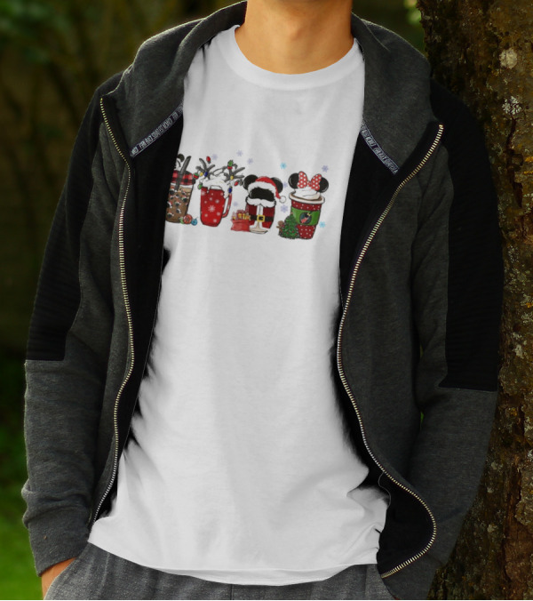 Mickey Mouse Christmas Drinks With Holiday Decorations T-Shirt
