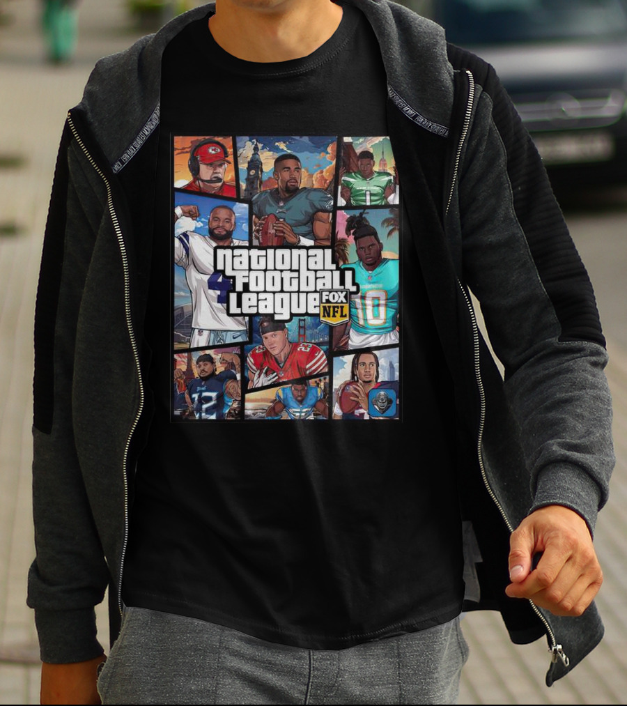 National Football League NFL Teams Players Fox Sports Grand Theft Auto T-Shirt