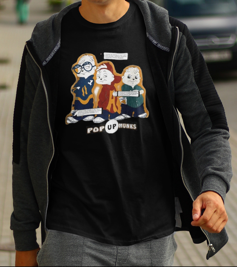 Pop Up Munks Chipmunks Trio Retro Cartoons T-Shirt