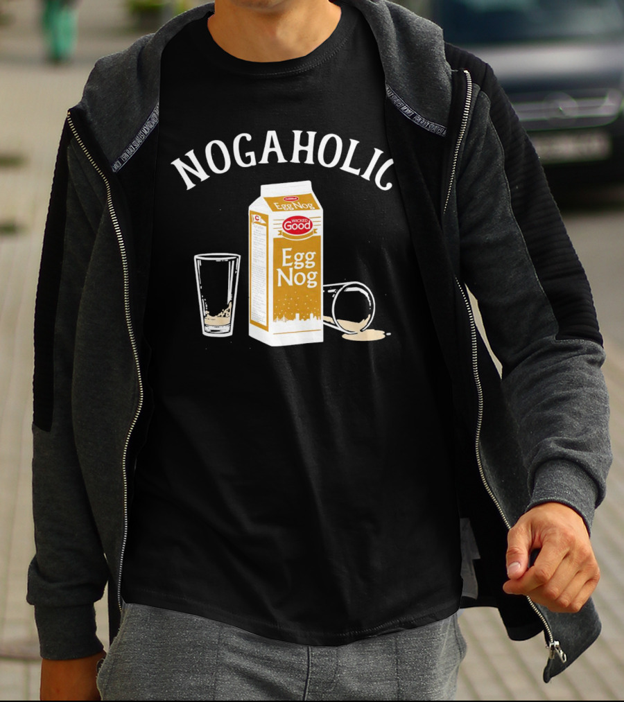 Nogaholic Wicked Good Egg Nog Carton And Glasses T-Shirt