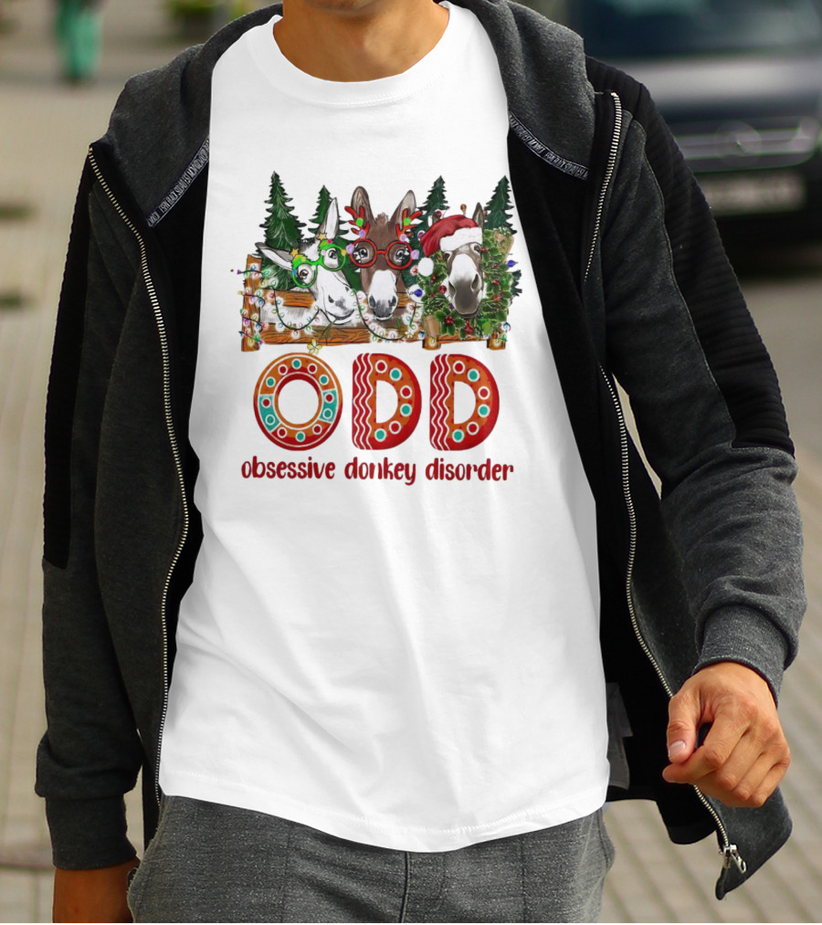 ODD Obsessive Donkey Disorder Christmas Holiday Donkeys With Festive Decorations T-Shirt