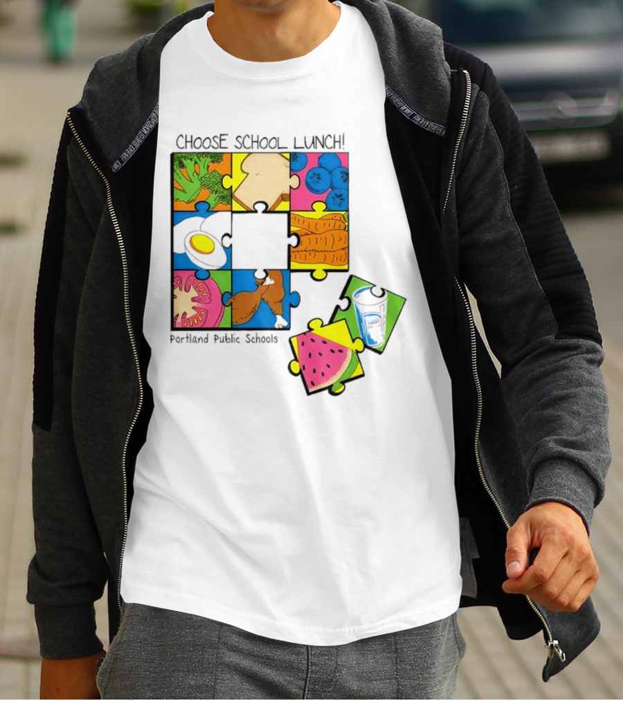 Choose School Lunch Puzzle Portland Public Schools Food Elements T-Shirt