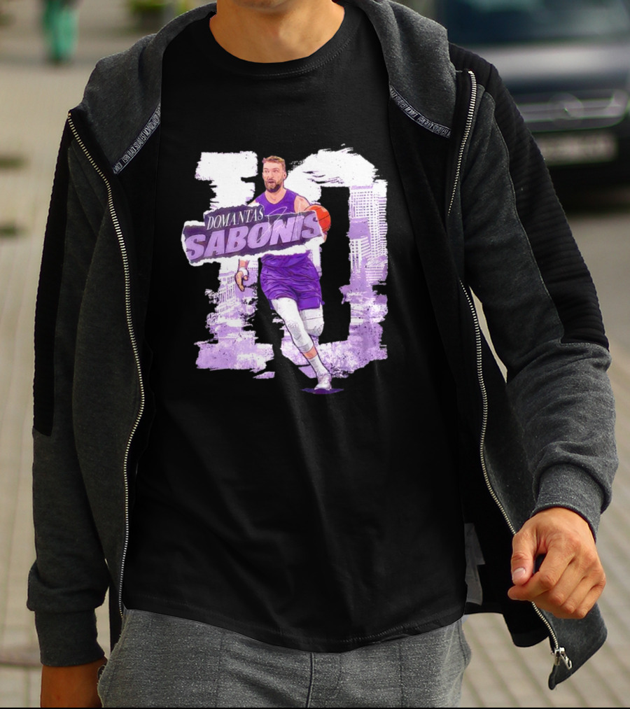 Domantas Sabonis Sacramento Basketball Purple T-Shirt