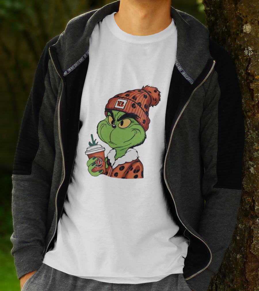 Grinch Boujee Cincinnati Bengals Football Fan Holiday T-Shirt