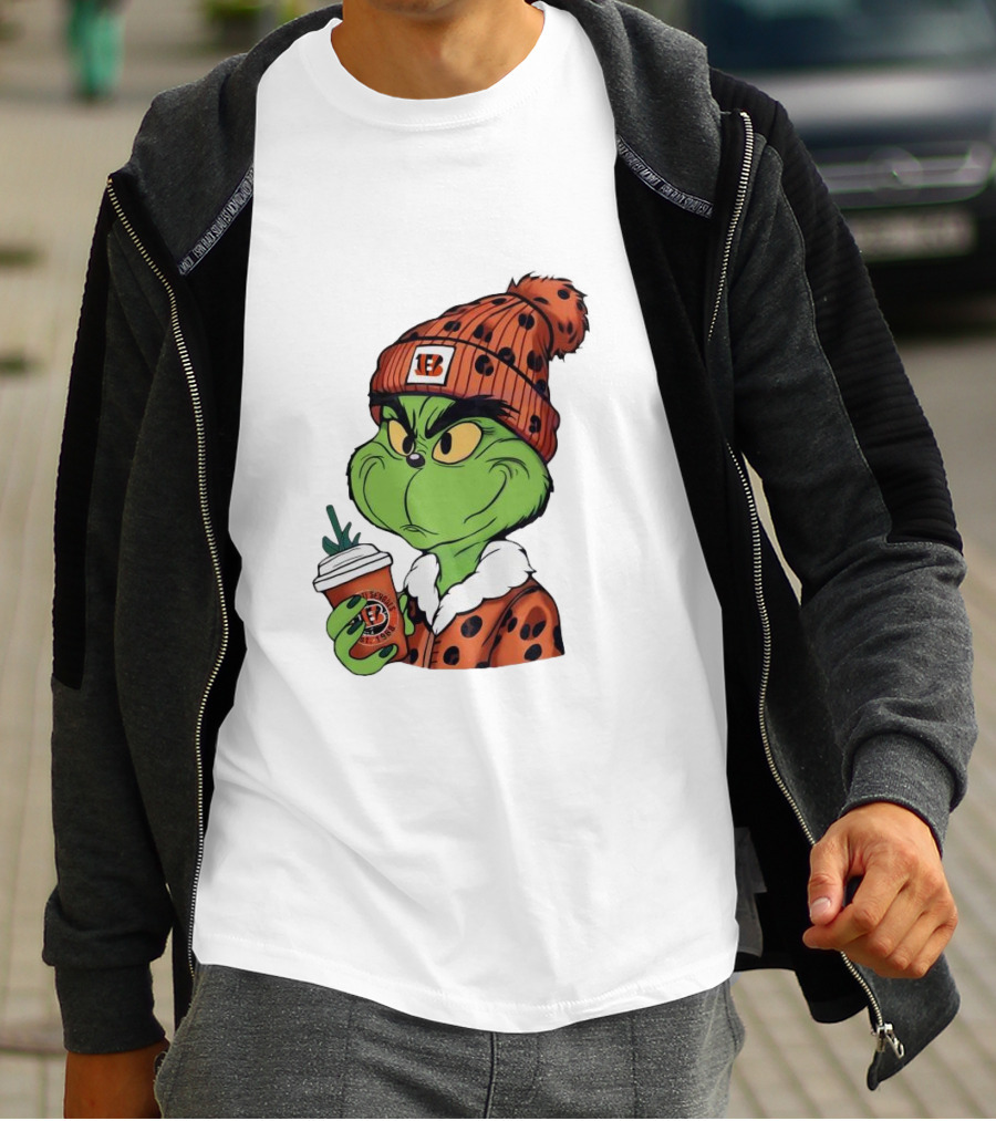 Grinch Boujee Cincinnati Bengals Football Fan Holiday T-Shirt