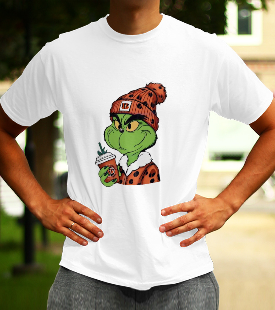 Grinch Boujee Cincinnati Bengals Football Fan Holiday T-Shirt