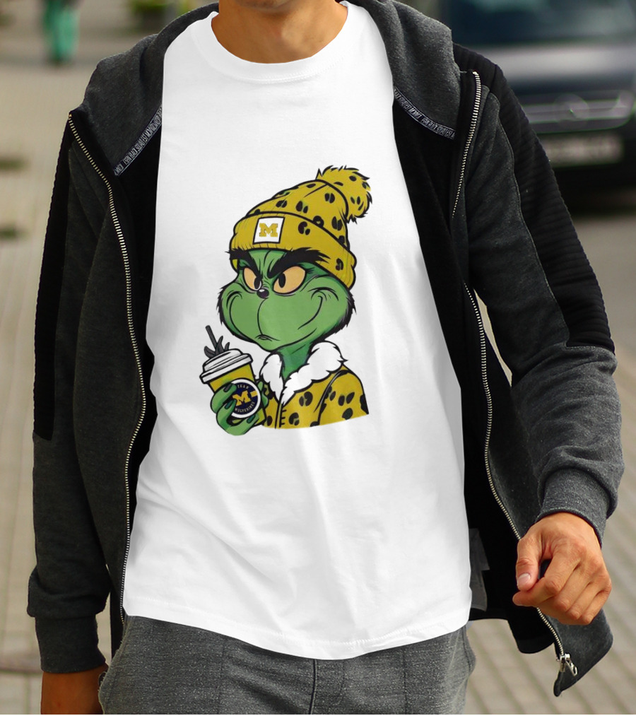 Grinch Boujee Michigan Wolverines M Logo Winter Outfit Coffee Cup T-Shirt
