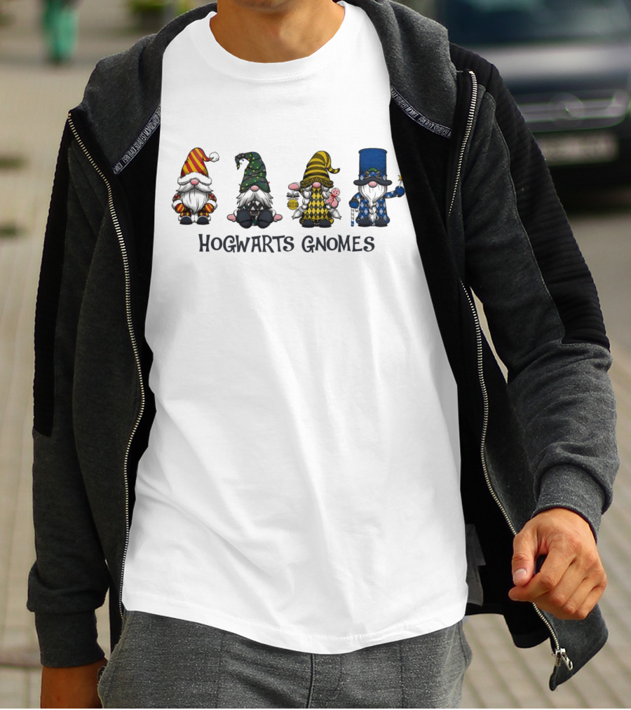 Hogwarts Gnomes Gryffindor Hufflepuff Slytherin Ravenclaw Houses T-Shirt