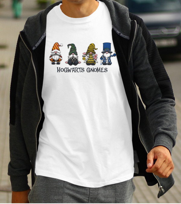 Hogwarts Gnomes Gryffindor Hufflepuff Slytherin Ravenclaw Houses T-Shirt