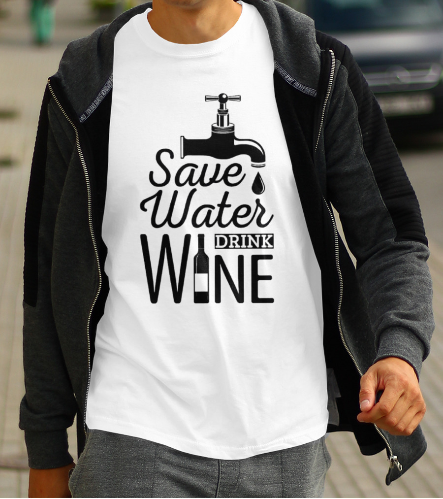 Save Water Drink Wine With Faucet And Bottle T-Shirt