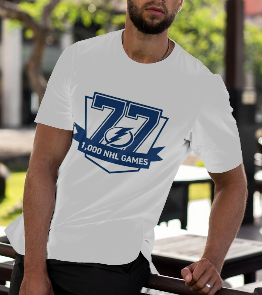 Tampa Bay Lightning 77 1000 NHL Games T-Shirt