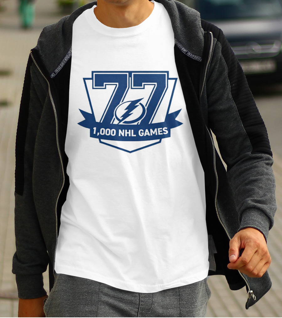 Tampa Bay Lightning 77 1000 NHL Games T-Shirt