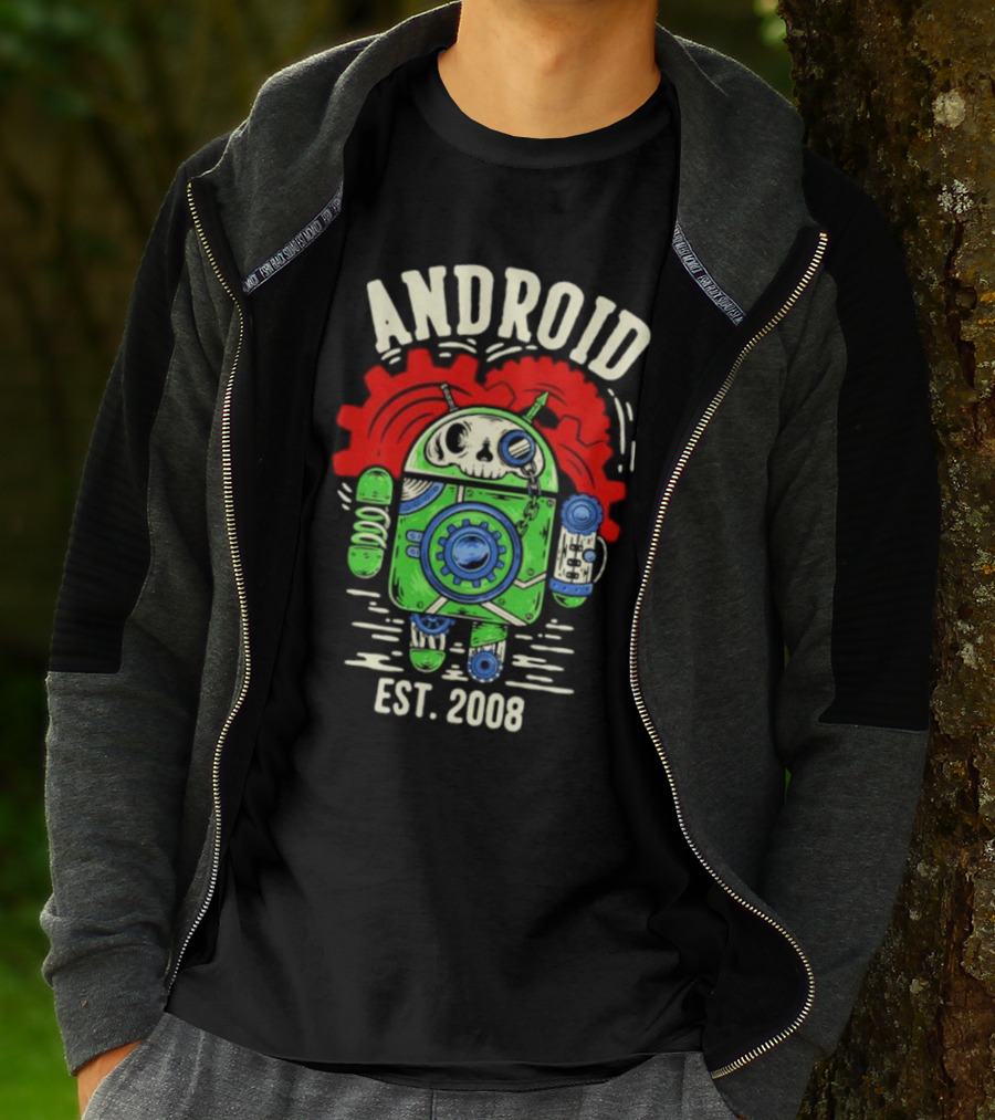 Android Steampunk Robot Skull Gear EST. 2008 T-Shirt
