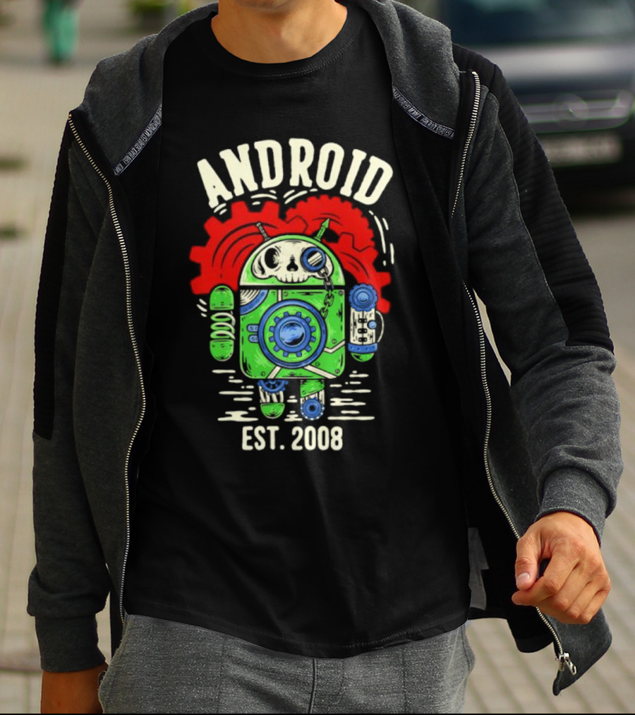 Android Steampunk Robot Skull Gear EST. 2008 T-Shirt