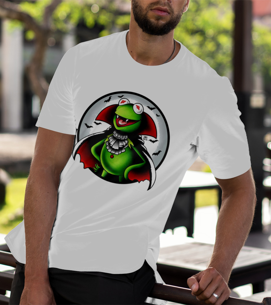 Vampire Kermit The Frog Moon Bats Cloaked Character T-Shirt