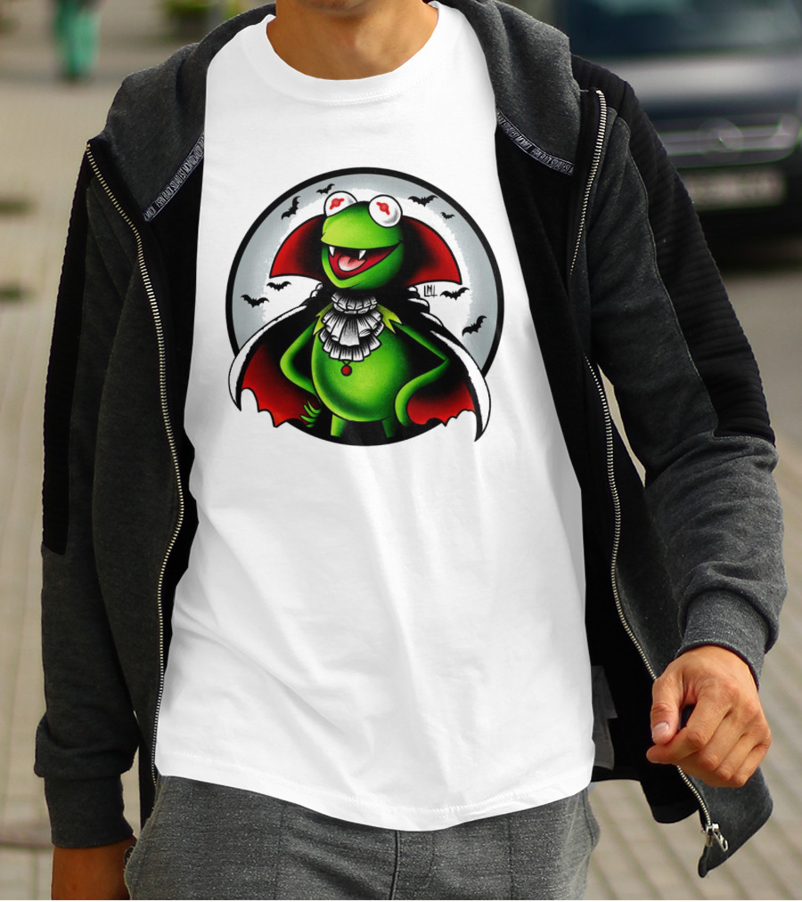 Vampire Kermit The Frog Moon Bats Cloaked Character T-Shirt