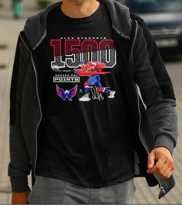 Alex Ovechkin 1500 Career NHL Points Washington Capitals Hockey Achievement T-Shirt