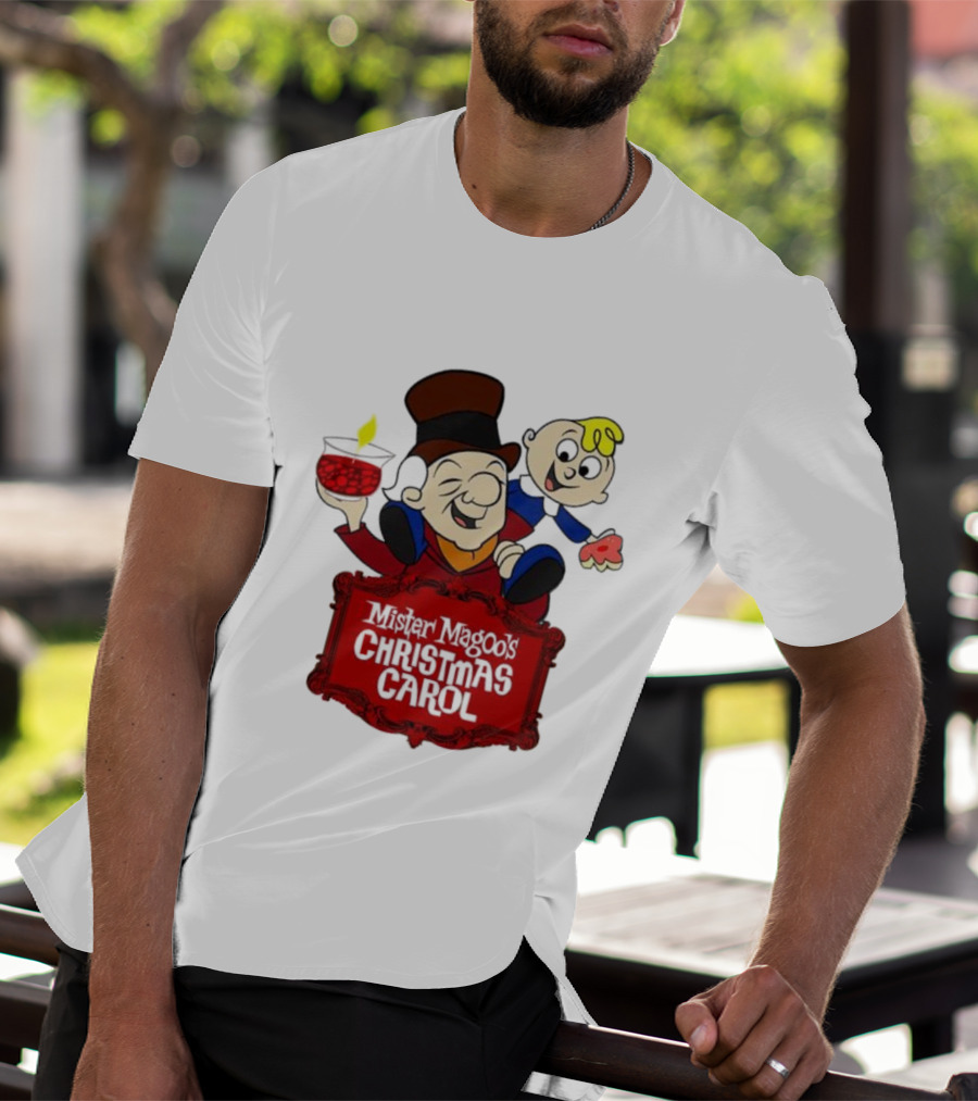 Mister Magoo's Christmas Carol Cartoon Illustration With Festive Characters T-Shirt