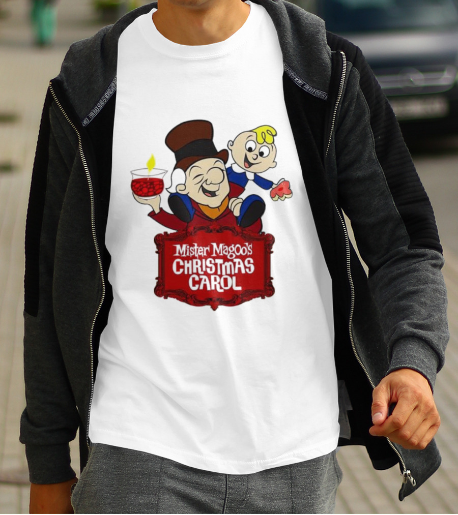 Mister Magoo's Christmas Carol Cartoon Illustration With Festive Characters T-Shirt