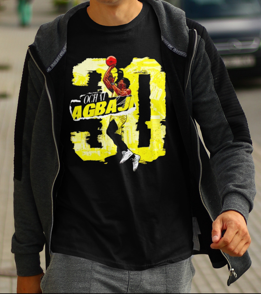 Ochai Agbaji 30 Utah Rough Basketball Dunk WHT Football T-Shirt