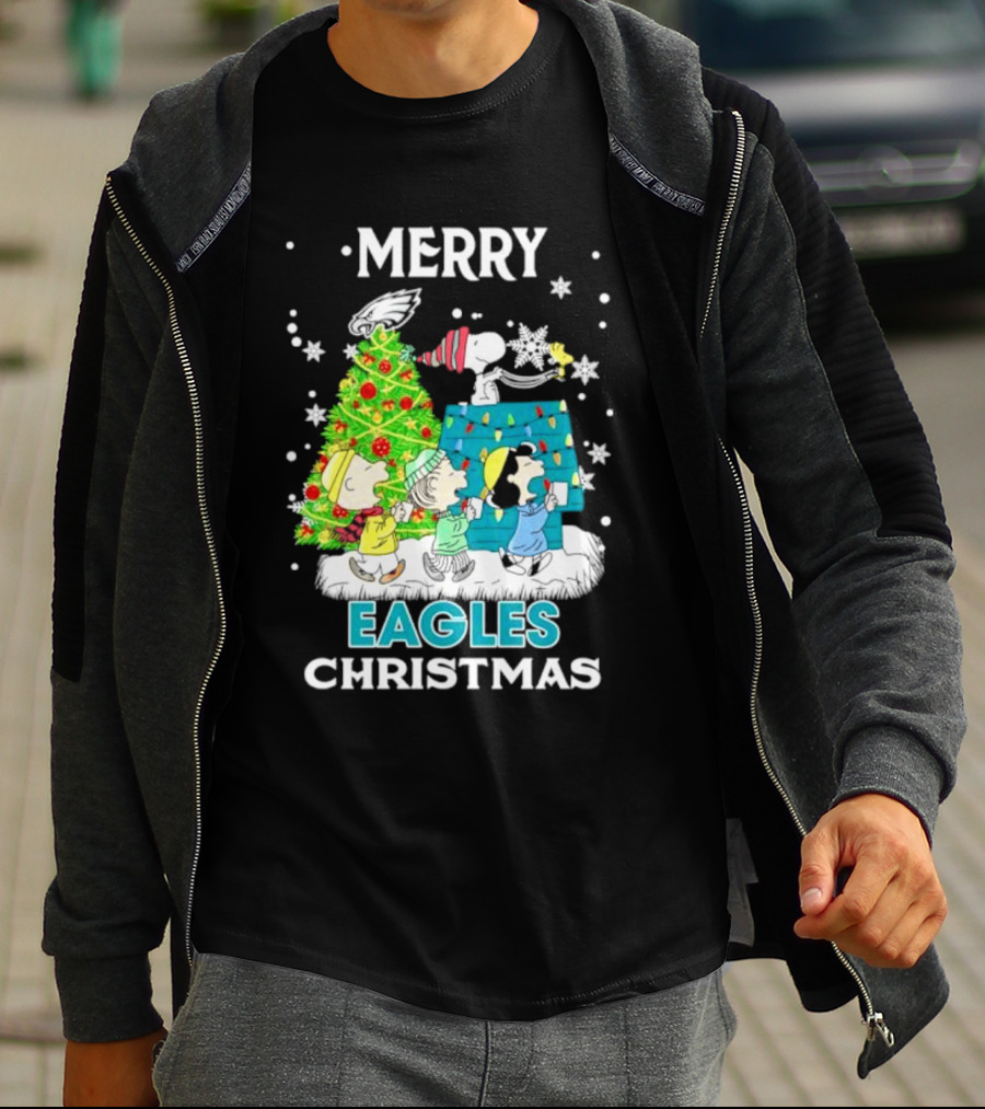 Merry Peanuts Eagles Christmas Holiday T-Shirt