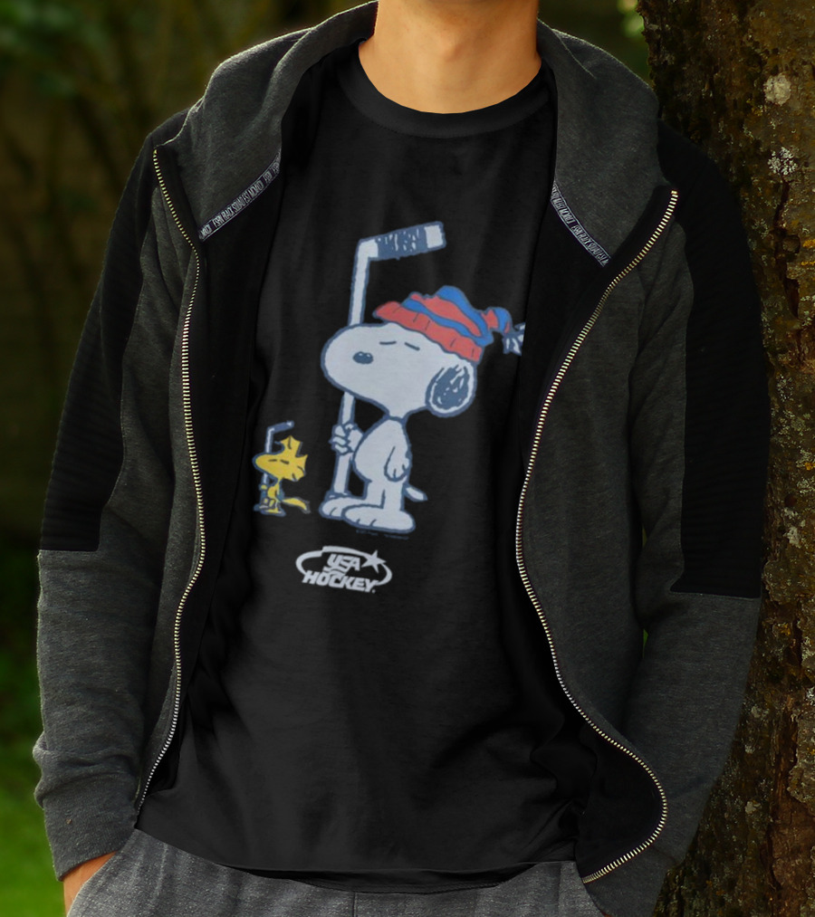 Snoopy Woodstock Peanuts USA Hockey T-Shirt