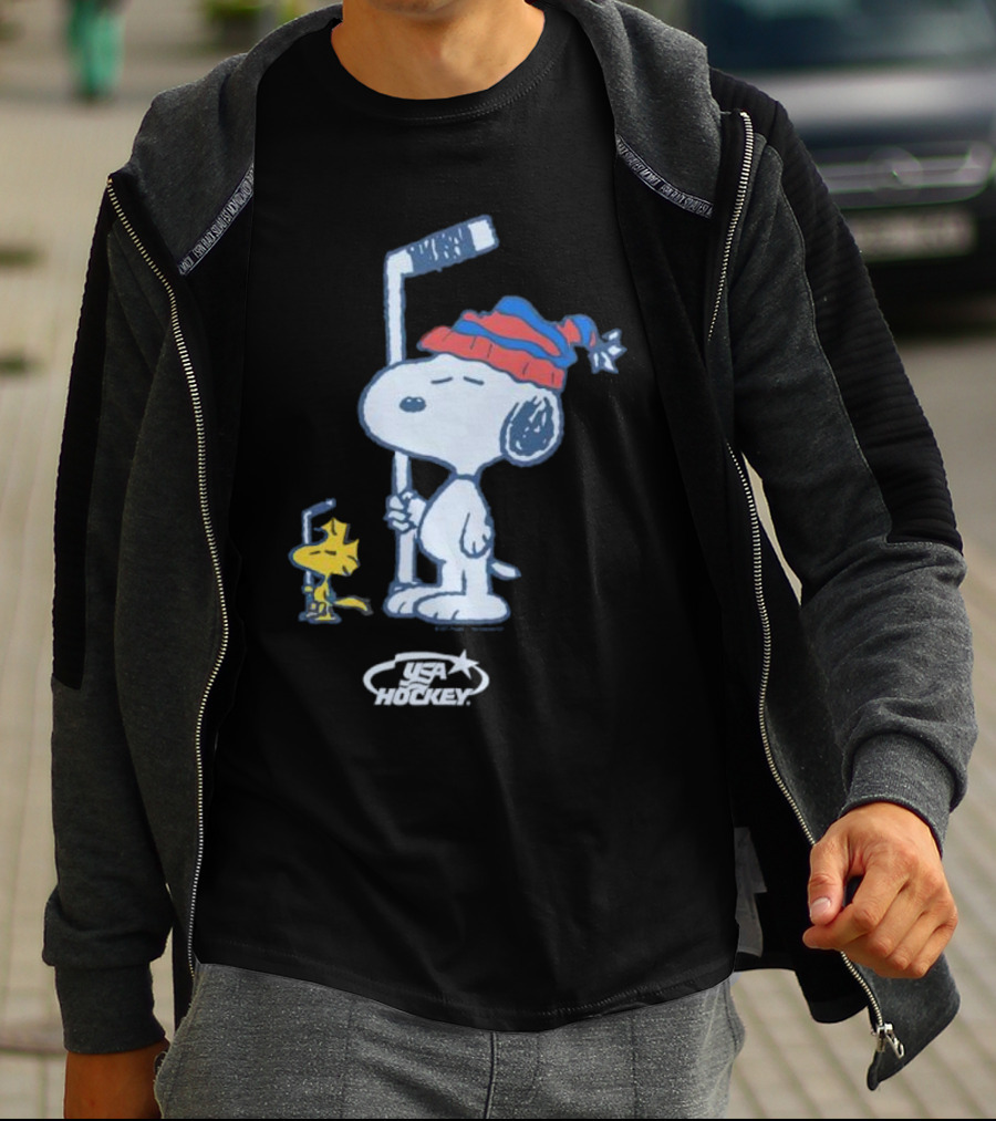 Snoopy Woodstock Peanuts USA Hockey T-Shirt