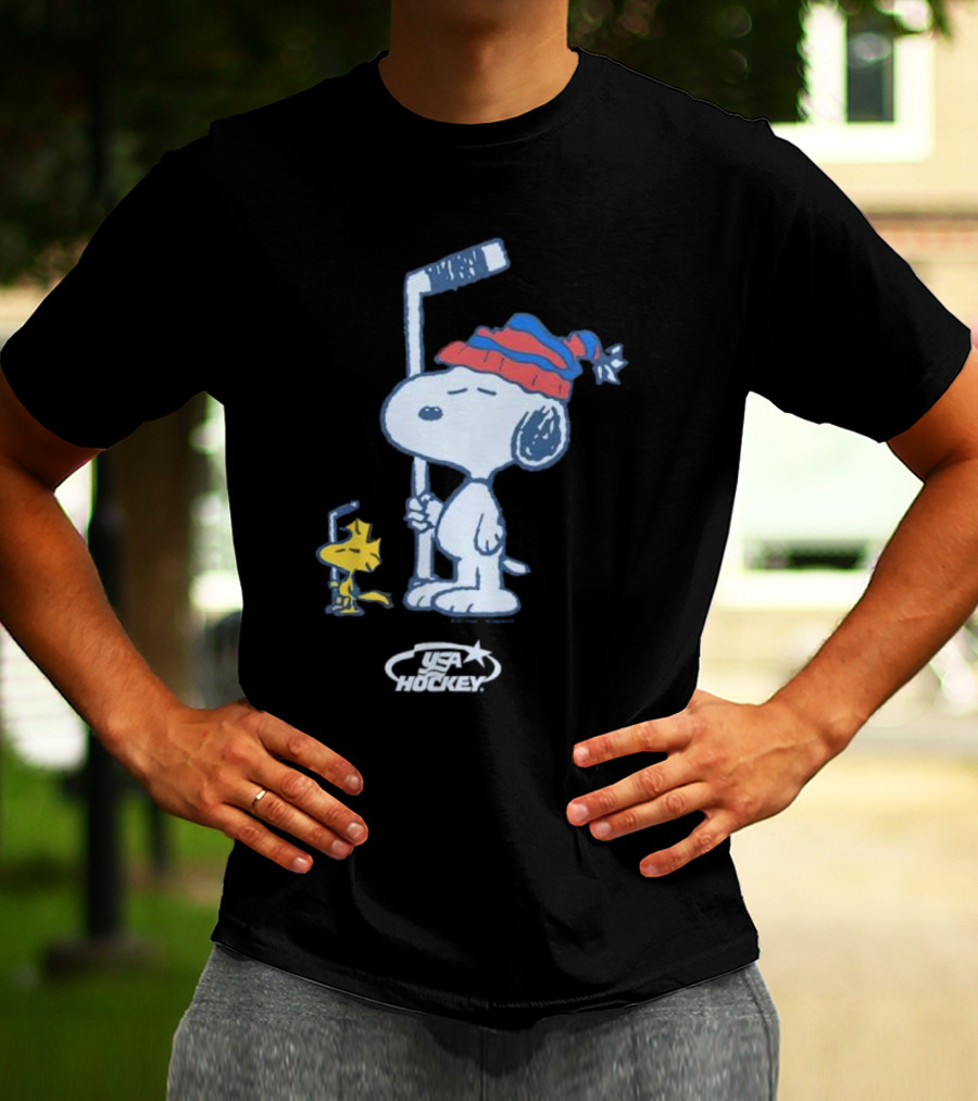 Snoopy Woodstock Peanuts USA Hockey T-Shirt