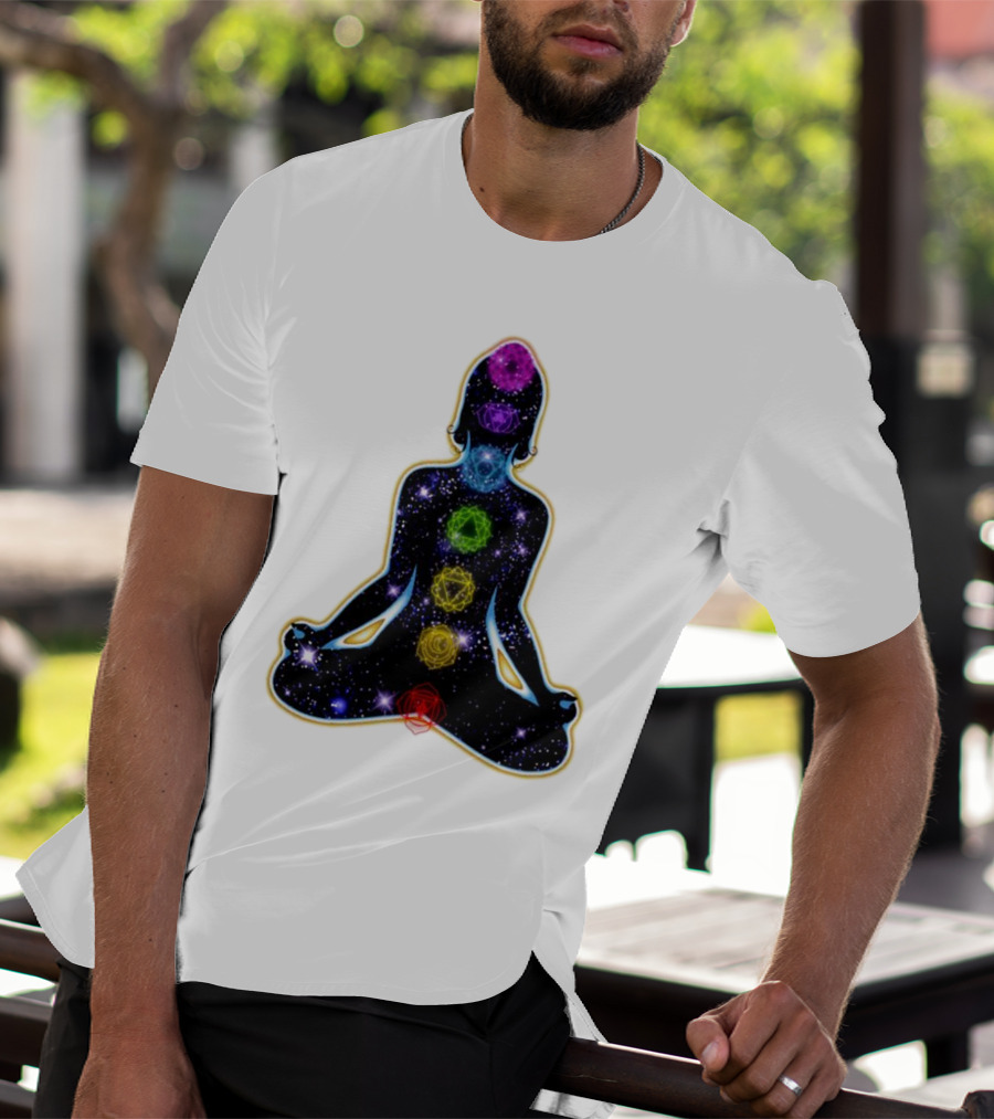 Rainbow Chakras Galaxy Meditation Christmas T-Shirt