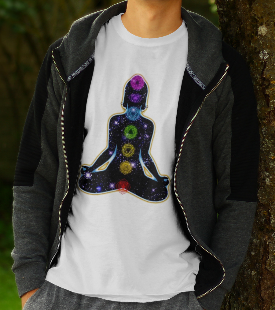 Rainbow Chakras Galaxy Meditation Christmas T-Shirt