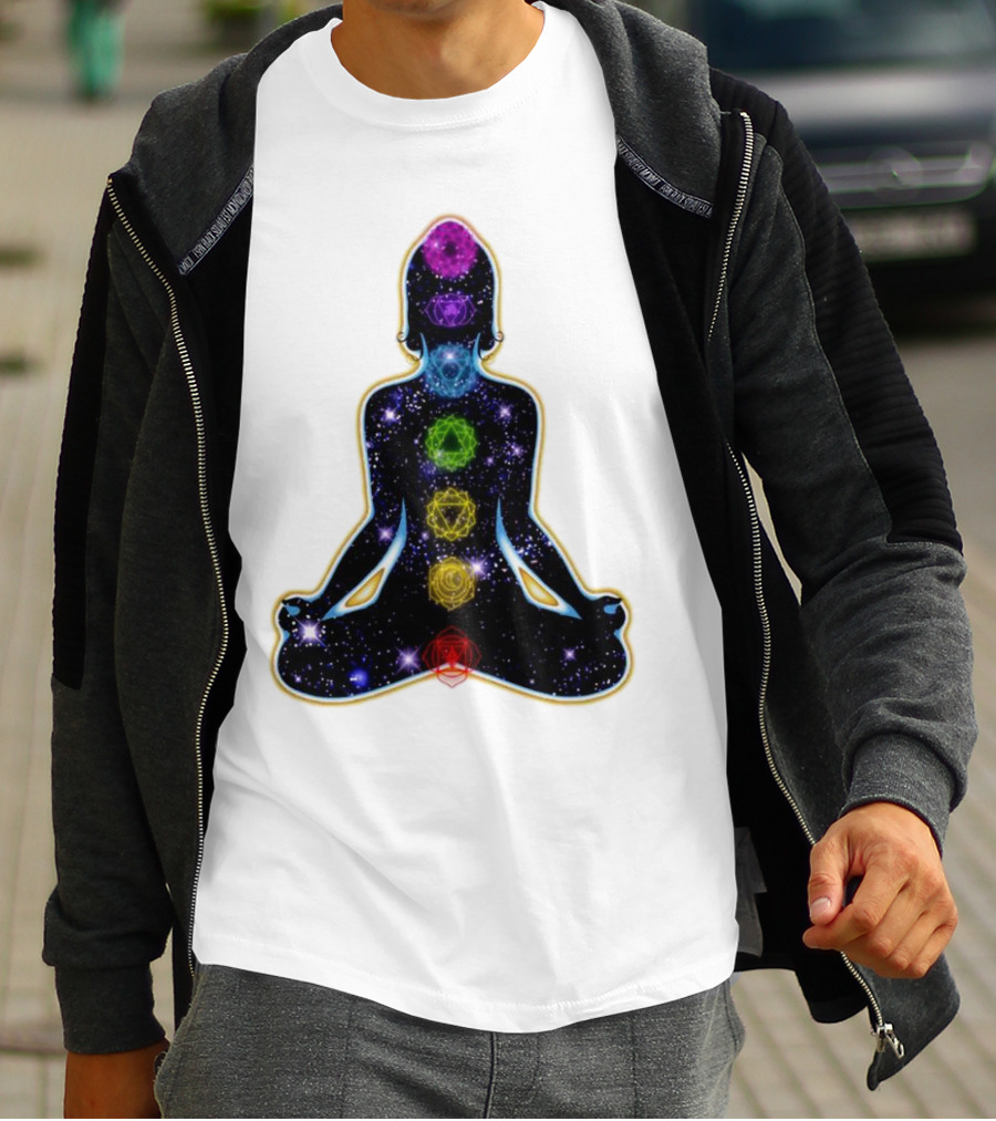 Rainbow Chakras Galaxy Meditation Christmas T-Shirt