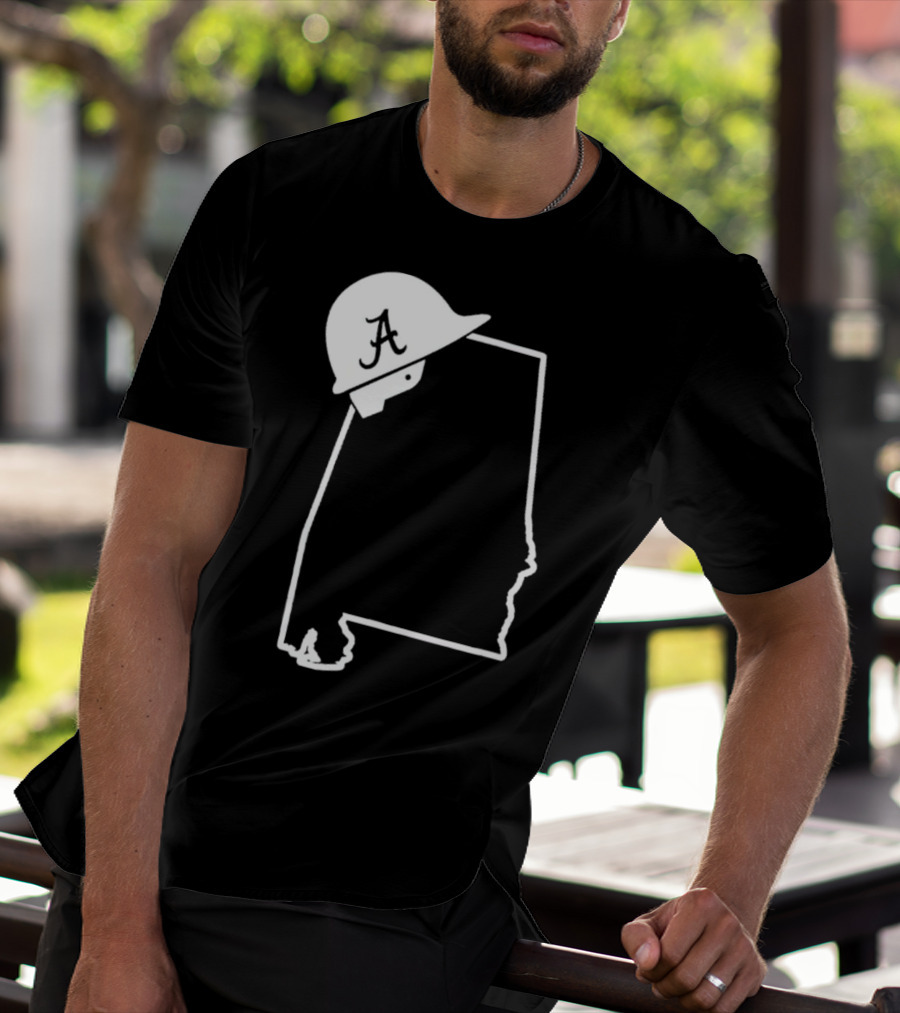 Alabama State Outline With A Logo Helmet Design New T-Shirt