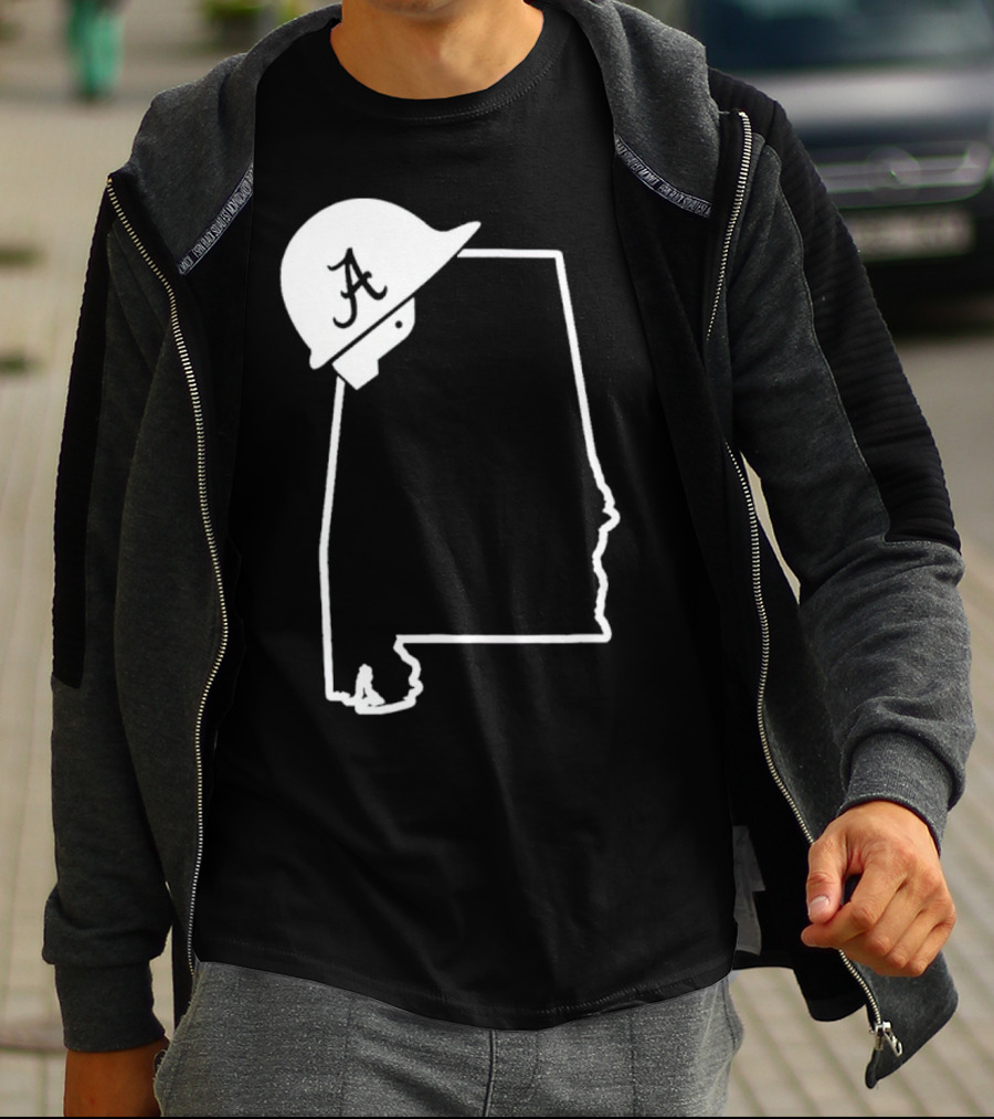 Alabama State Outline With A Logo Helmet Design New T-Shirt