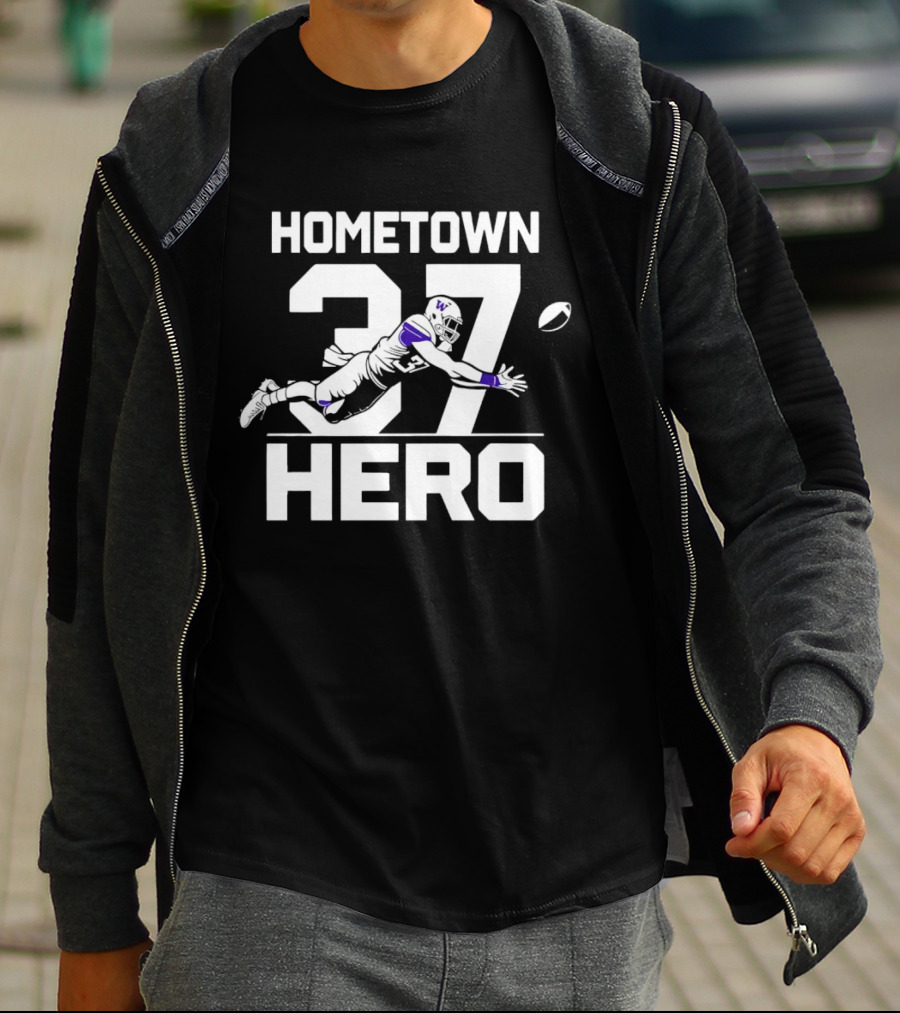 Washington Huskies Hometown Hero 37 Football Icon Jack Westover T-Shirt