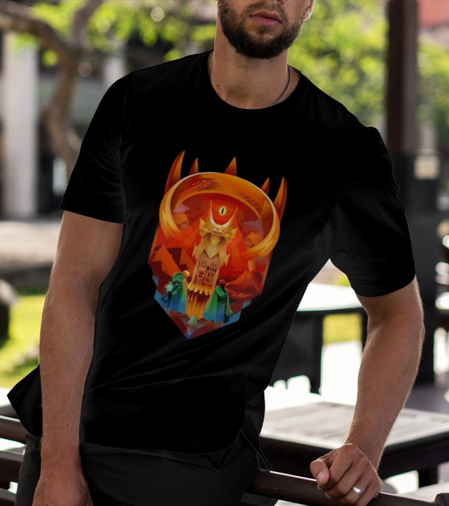 The Dark Fortress Of Mordor - Art Deco Eye Of Sauron Adventure T-Shirt