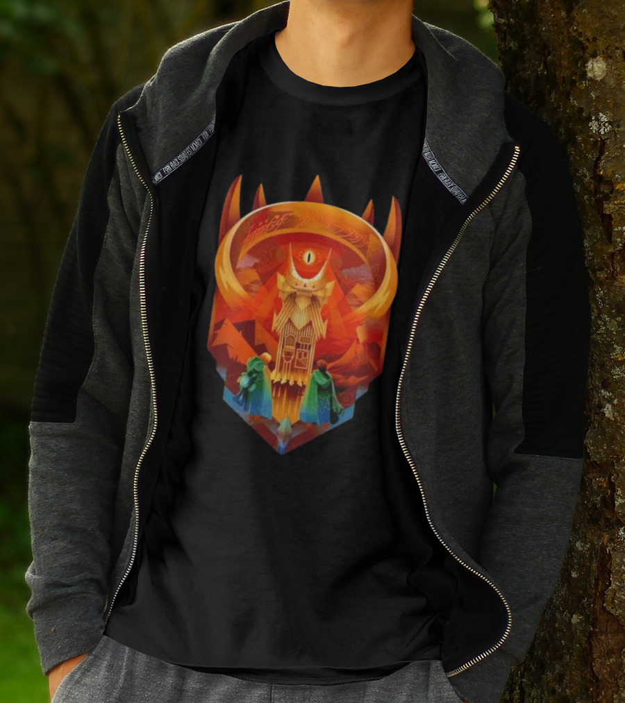 The Dark Fortress Of Mordor - Art Deco Eye Of Sauron Adventure T-Shirt