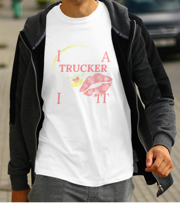 I Kissed A Trucker And I Liked It Christmas Snowflakes Holly Lips T-Shirt