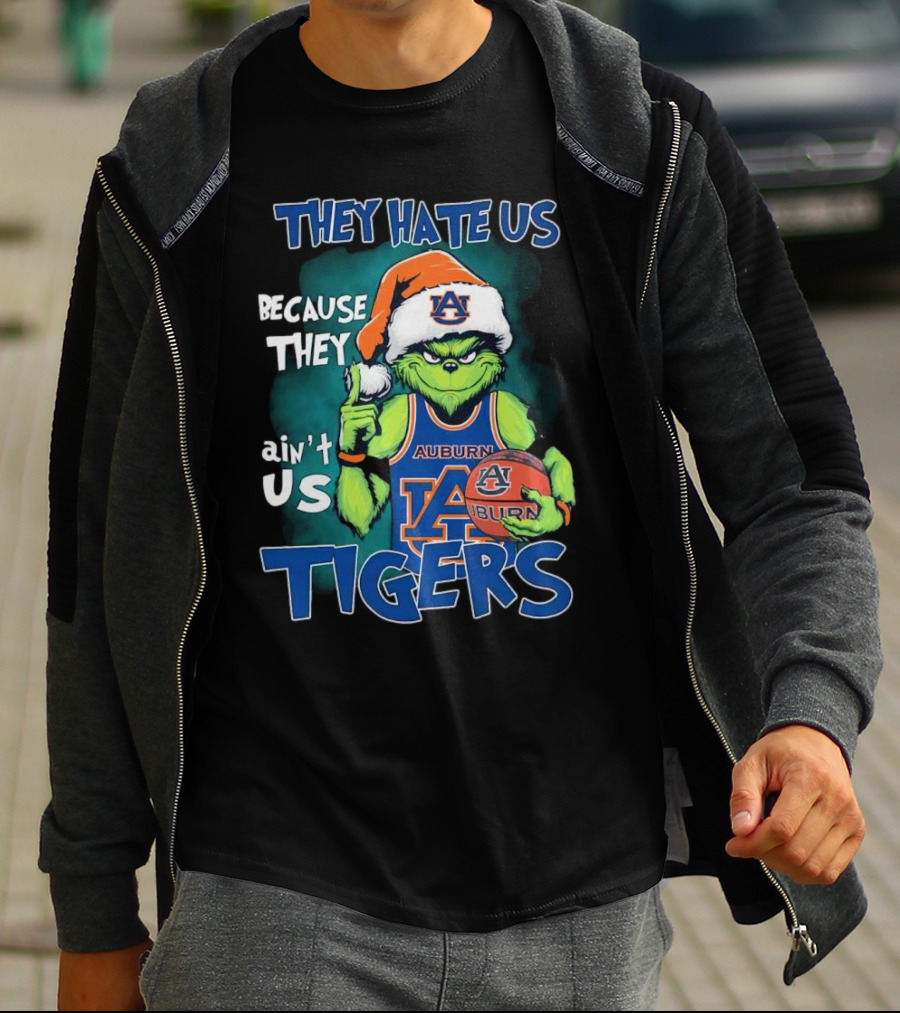 Auburn Tigers Grinch They Hate Us Because They Ain’t Us Santa Hat Basketball T-Shirt