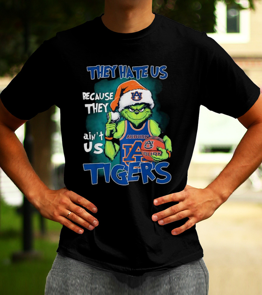 Auburn Tigers Grinch They Hate Us Because They Ain’t Us Santa Hat Basketball T-Shirt