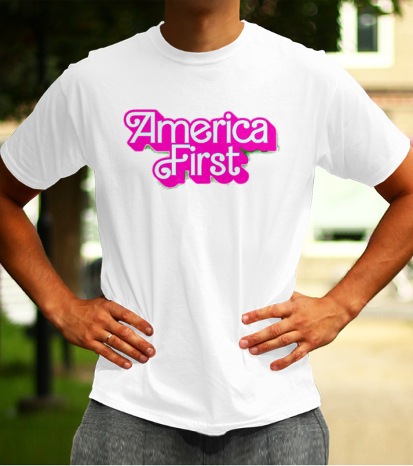 America First Barbie Style Pink Font T-Shirt